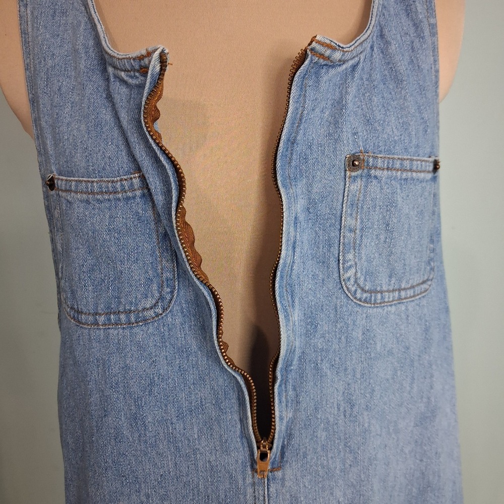 Denim Overall Pinafore Vintage Apron Style Jumper Dress Sleeveless Cottage S - Picture 10 of 14